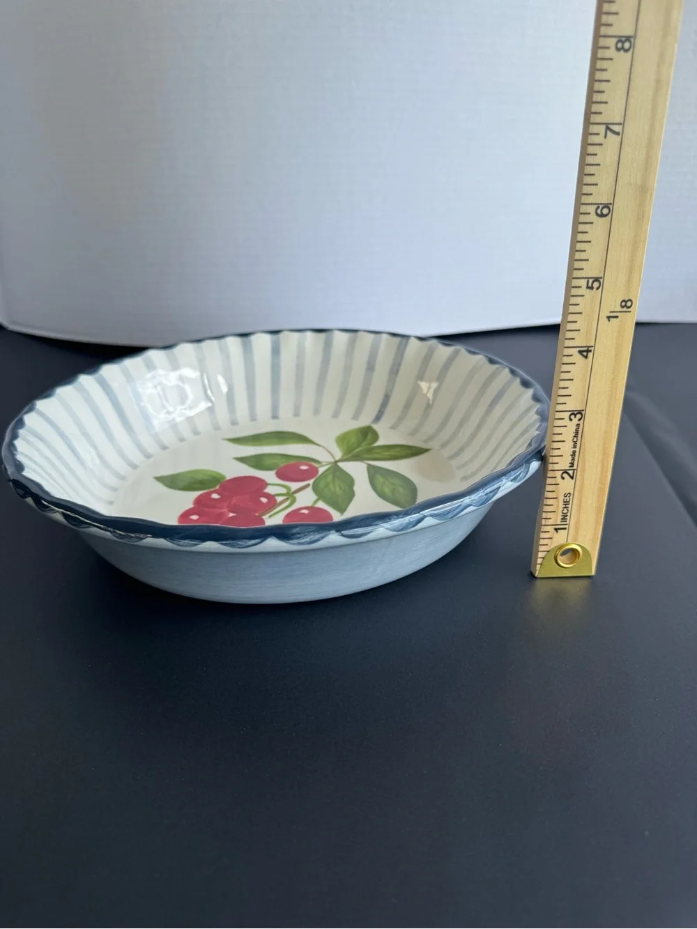 Hand-Painted Blue and White Ceramic Serving Bowl with Leaf Motif